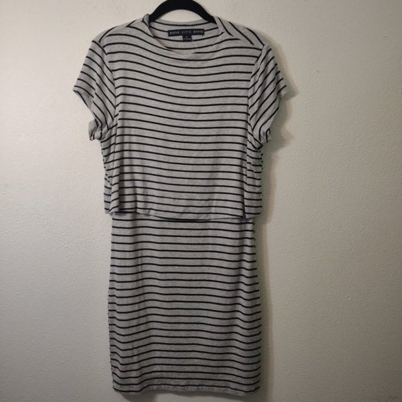 HYFVE Dresses & Skirts - HYFVE Black & Gray Stripe Tiered Dress NEW L